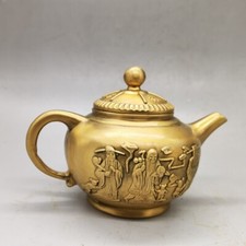 Chinese Antique Collectible Brass Wine Jug Statue Decoration