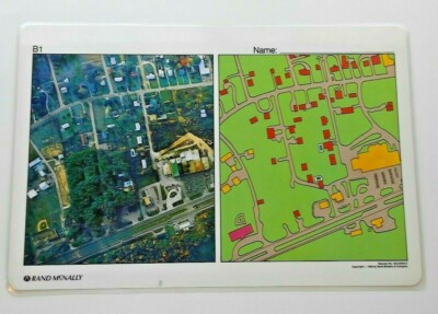 Town Picture & Map Beginning Geography Desk Map Learning Tool B12 Grade K 1 2 3+