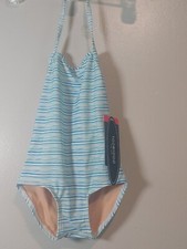 Toobydoo Mary One-Piece Swimsuit, Aqua, Girls 1/2