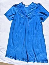 Vintage Vassarette Blue Nylon Nightgown Large Short Sleeves