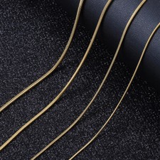 0.9-2.0mm Gold Plated Stainless Steel Round Snake Chain Necklace Women Men Link