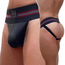 HardyJock Mens Perforated PU Faux Leather Jock Strap Underwear Jockstrap Brief