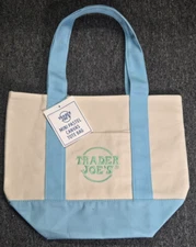 NWT Trader Joe's Pastel Mini Canvas Tote Bags 2025 LIMITED EDITION  BLUE PASTEL