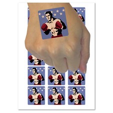 Boxer Man with Boxing Gloves Pugilist Temporary Tattoo Water Resistant Set
