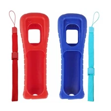 2X Silicone Skin Case Cover with Wrist Strap for Wii Remote Controller N672