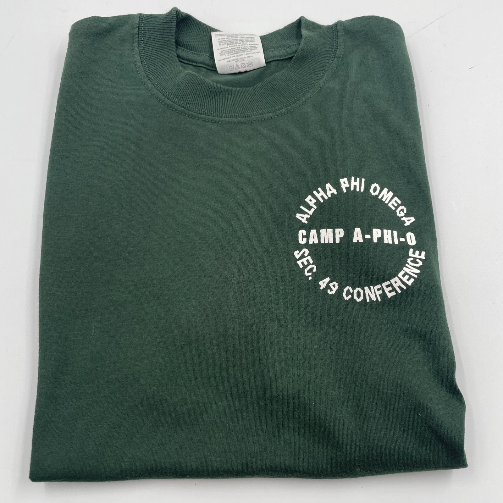 Alpha Phi Omega Section 49 Conference Tee - Camp A-Phi-O - Med - Green Frat T