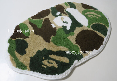 A BATHING APE Goods ABC CAMO APE HEAD RUG MAT Green New 1H30182032 