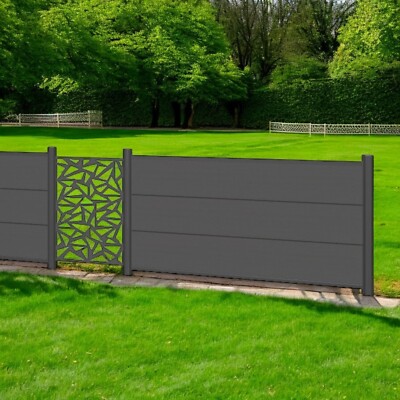 WPC Vorgartenzaun Anthrazit XL Komplettset Alu Pfosten Gartenzaun pflegeleicht
