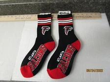 Qty (2) NFL Atlanta Falcons 4 Stripe Deuce Crew Socks -  New!