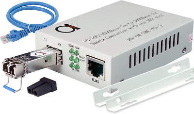 Single Mode LC Gigabit Fiber Media Converter - Includes LC SFP 20 Km (12.42 Mile