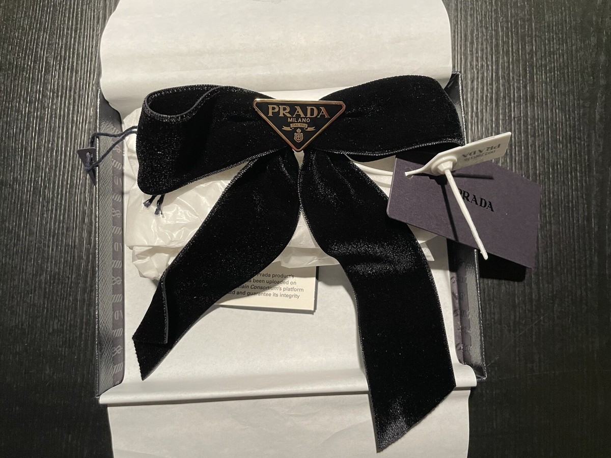 prada triangle-logo bow velvet hair clip | eBay UK