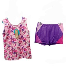 Jacques Moret Kids Activewear Short Set 8/10-Dance-Gymnastics-Purple-Pink