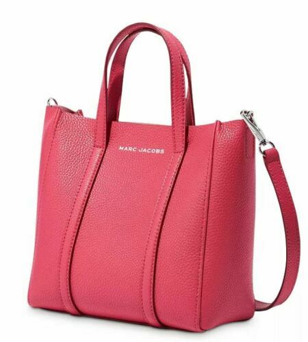 MARC JACOBS The Mini Shopper Leather Unlined Tote Claret Red/Silver