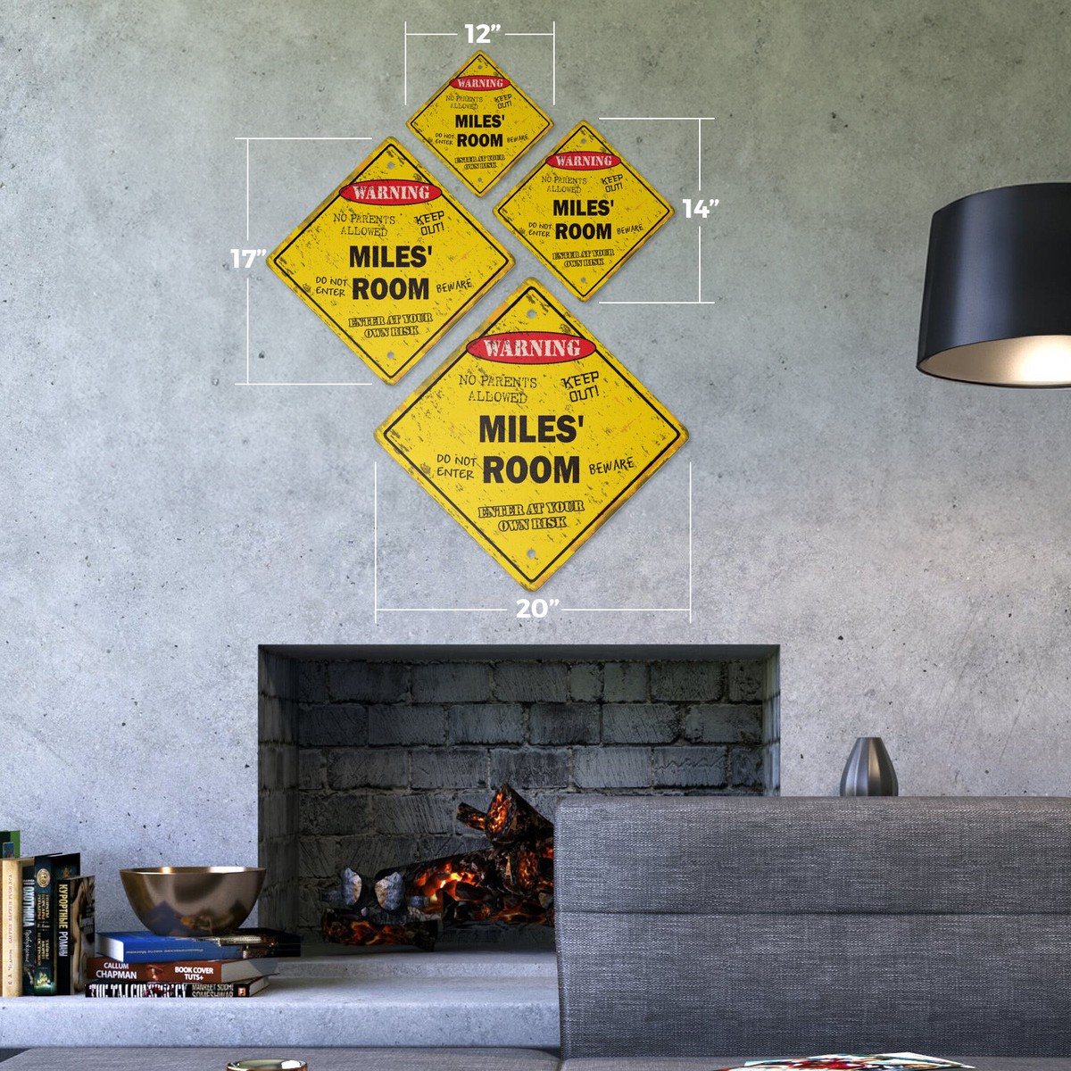 Miles' Room Vintage Crossing Sign Xing Plastic Rustic kids bedroom