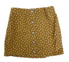 Girls Skirt Size 7/8 Dark Yellow White Polka Dot Corduroy Casual Stretch Waist