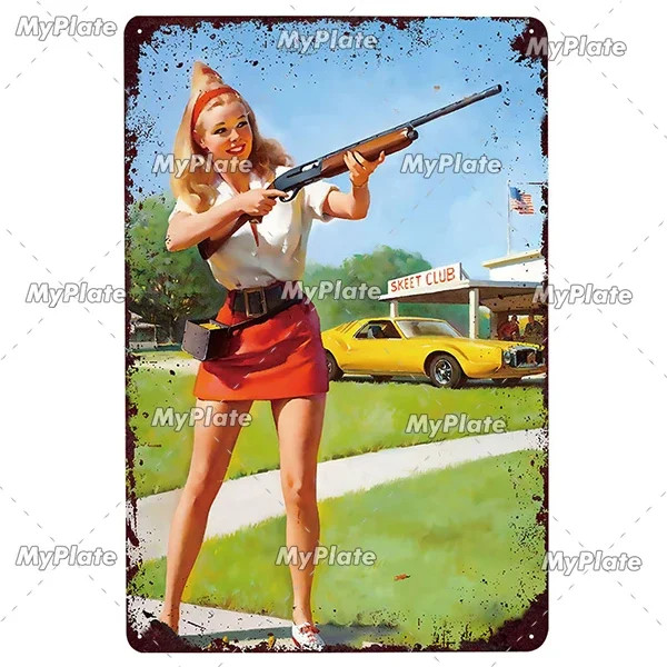 Pinup Girl Poster Vintage Metal Sign Tin Vintage Decoration Home 8x12 ...