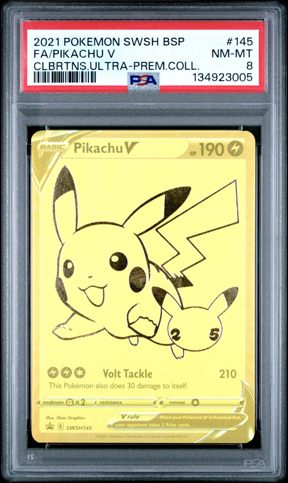 2021 POKEMON SWSH BLACK STAR PROMO #145 FULL ART/PIKACHU V PSA 8