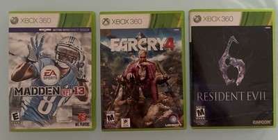 Xbox 360 games lot of 3 FarCry4 Resident Evil 6 Madden NFL 13 Untested
