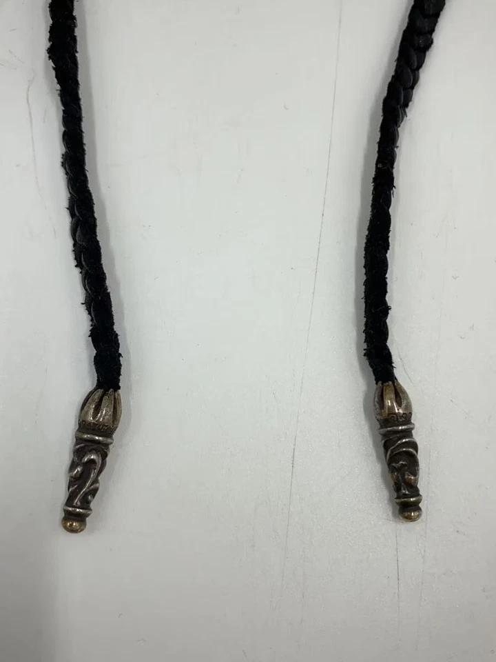 Collar con Rollo Tyn Trenzado Corazones Cromados en Plata de Ley 925, Negro, Sin Tapa, M Foto 2 de 4