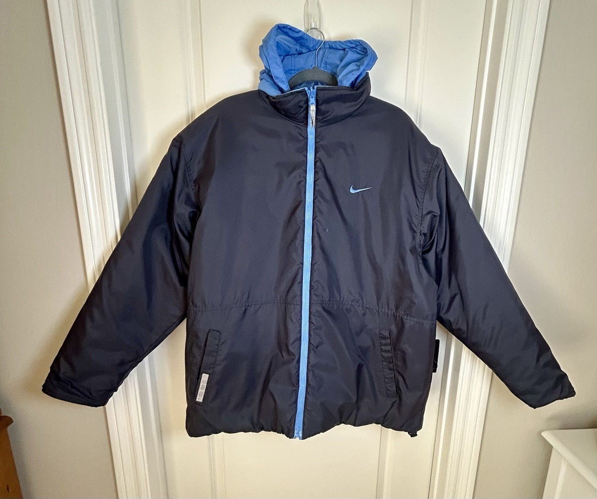 Vintage 90s Nike Sz Large Big Swoosh Reversible BLACK/BLUE