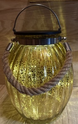 Star Lights LED Lantern Gold Cracked Look Tabletop Indoor Outdoor Windowsill