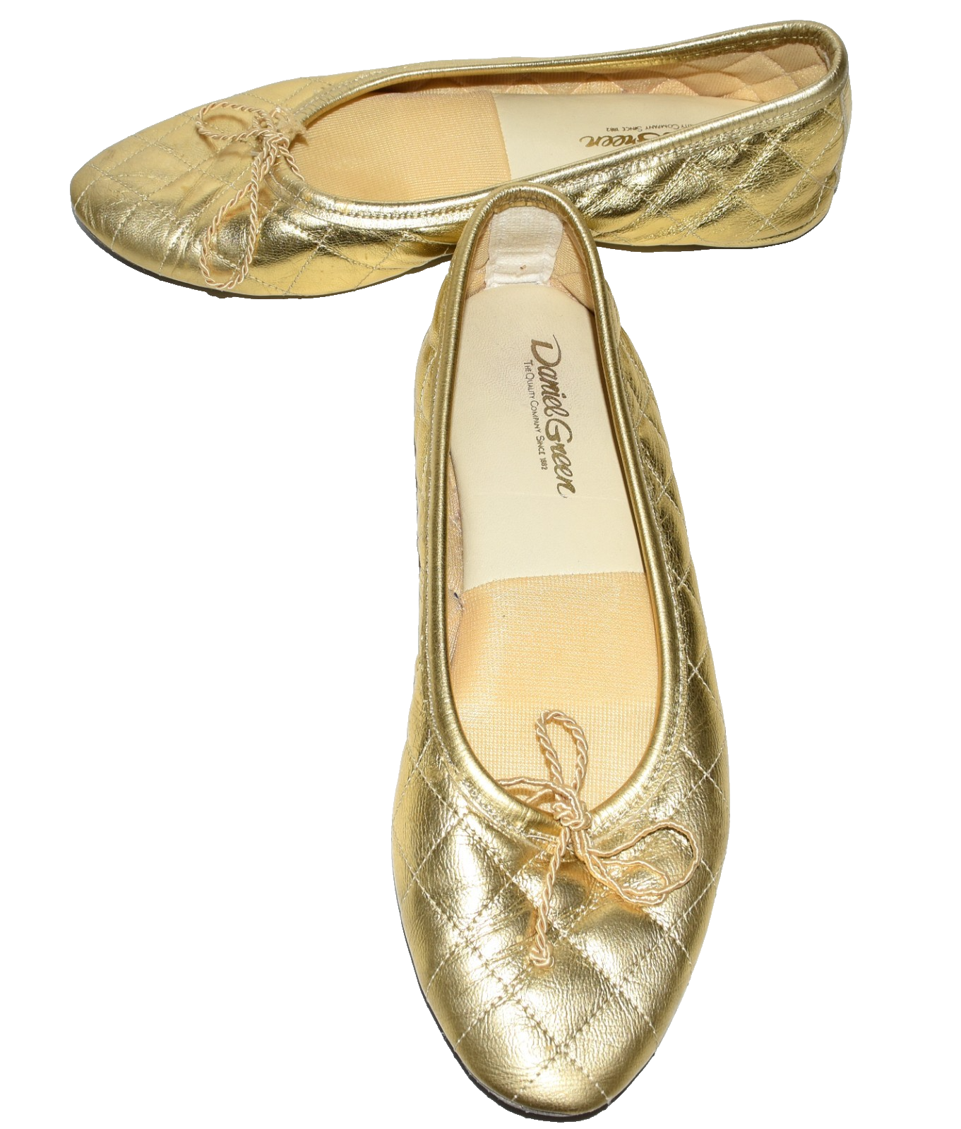 PANTOFOLA D’ORO Daniel Ciabatte Donna Imbottite in Ecopelle Trapuntate Verde Oro Metallizzato 8 5M