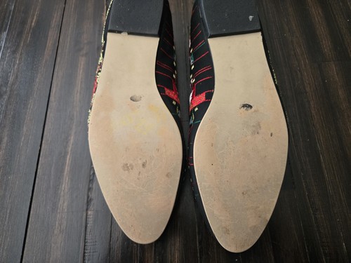 J Renee Christmas Santa Holiday Embroidered Black Slip On Ballet Shoes Sz 9.5N - Picture 17 of 17