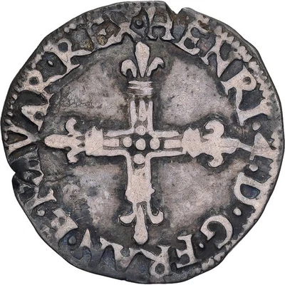 France, Henri IV, 1/8 écu de Navarre, 1593, Saint-Palais, Argent, TB+ - Photo 1/2
