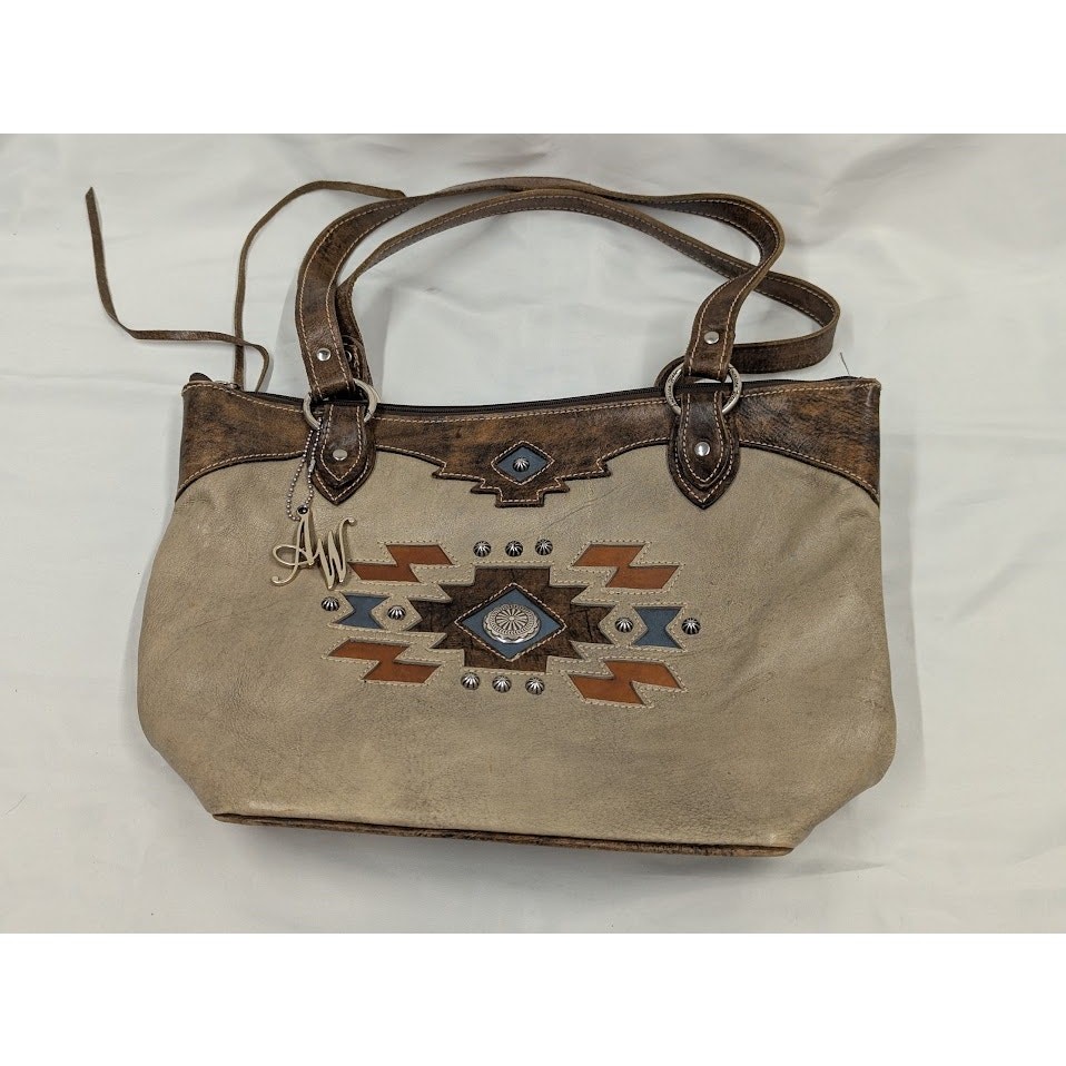 American West Hand Tooled Patterned Shoulder Bag … - image 1