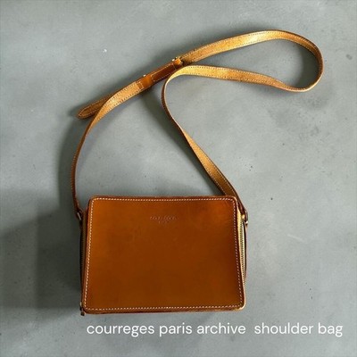 Courreges Shoulder bag Leather Brown Vintage Authentic From Japan