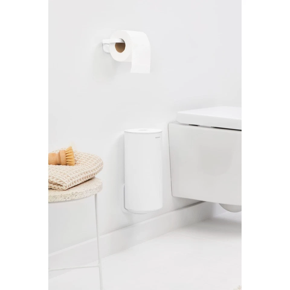 Brabantia Mindset Toilet Roll Dispenser Wall Mount White, Rustproof, Holds 3 ... Foto 3 de 4