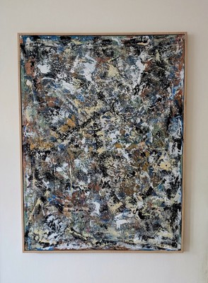 BENJAMIN FRAIS SIGNIERT GROSSES ABSTRAKTES GERAHMTES GEMÄLDE MODERNIST MODERNE KUNST 78