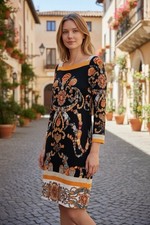 Gucci Black And Gold Sea Shell Print Jersey Dress