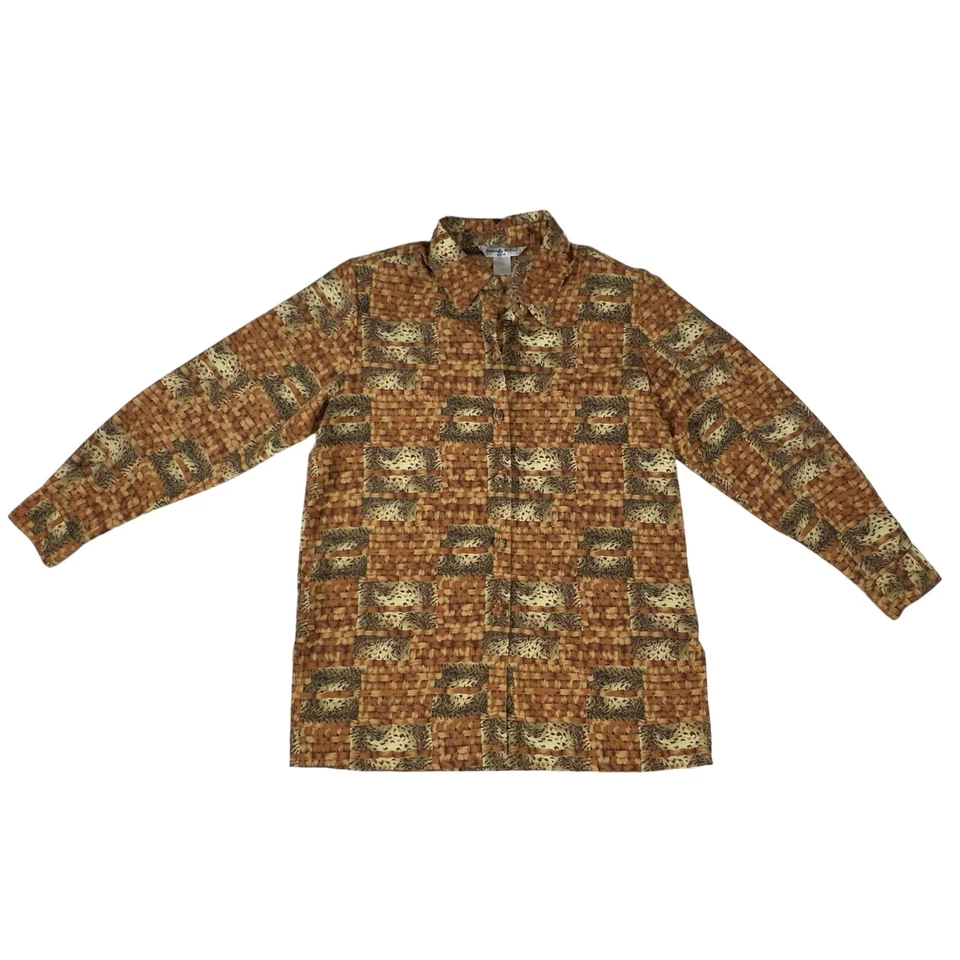 Beverly Rose 美国纽扣衬衫小号(大号)动物篮子编织复古 — 第 4/4 张图片