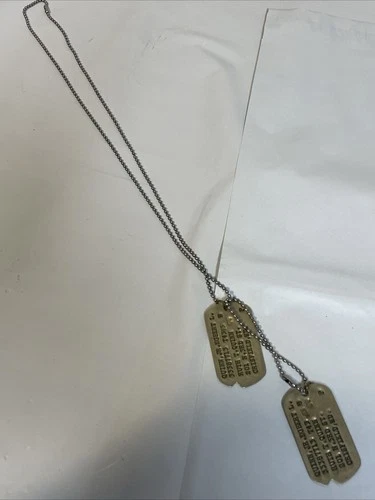 WW2 US Military Dog Tag Set US Army Sets Bead Chain Vet Quinn T43 43B T-44