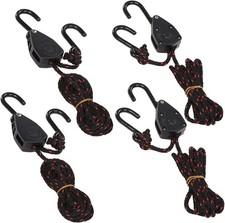4 Pack 1/8 Inch 8Ft Adjustable Rope Hanger Ratchet Kayak Canoe Tie Down Straps