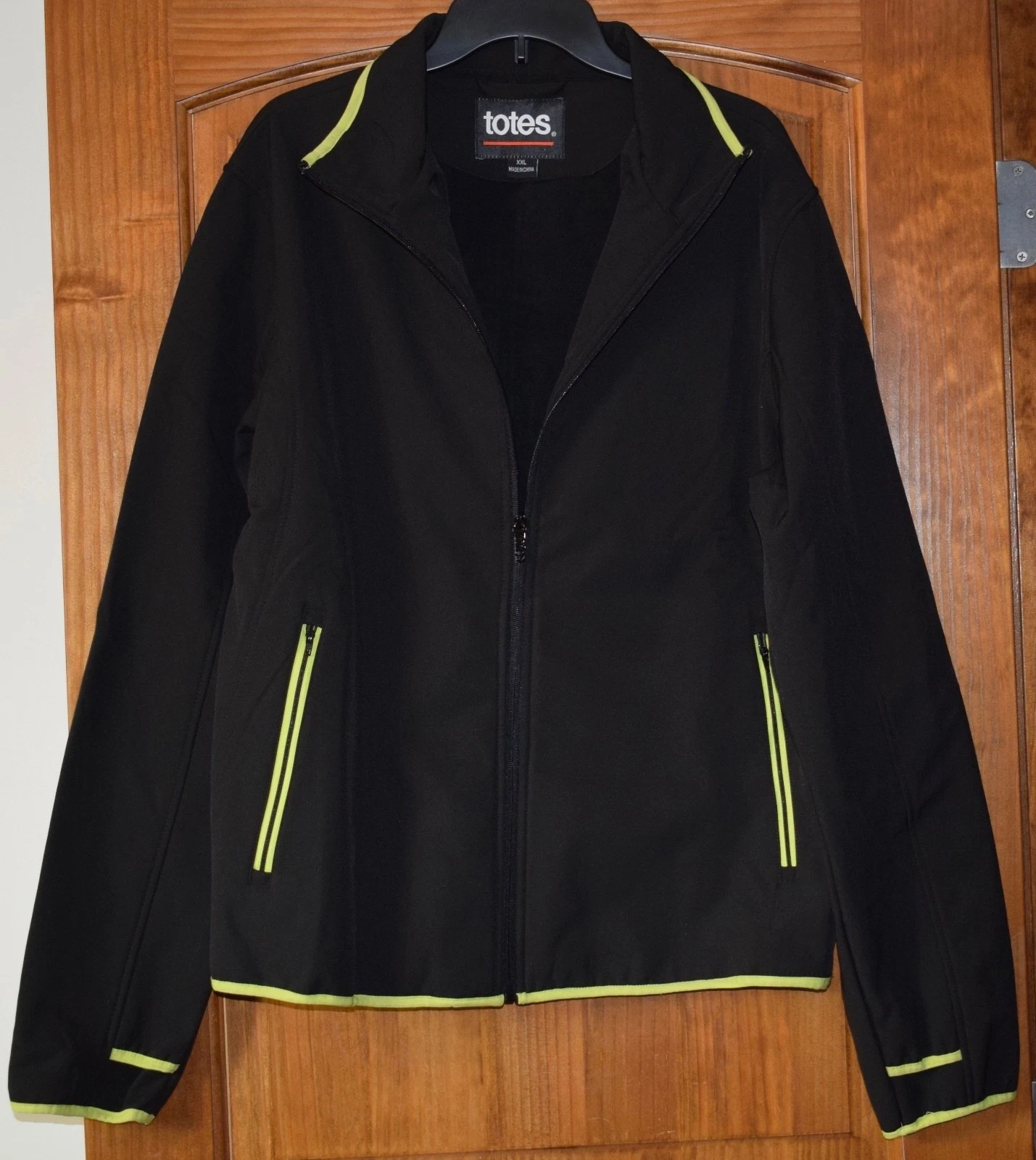 New Mens Totes XXL Jacket Black Full Zip Fleece Lined Water Resistant
