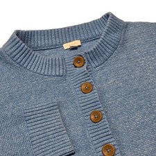 J. Jill Pure Jill Blue Heathered Knit Button Front Sweater Size Medium