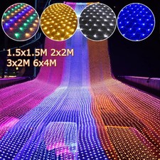 LED Net Fairy String Lights Mesh Christmas Curtain Garden Outdoor Party Decor UK