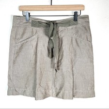 Loft green linen blend casual pleated A-line skirt size 4 B156
