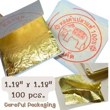 Gold Leaf 100 Sheet 24k Thai Buddha Statue Gilding Spa Art Craft Decoration 3X3