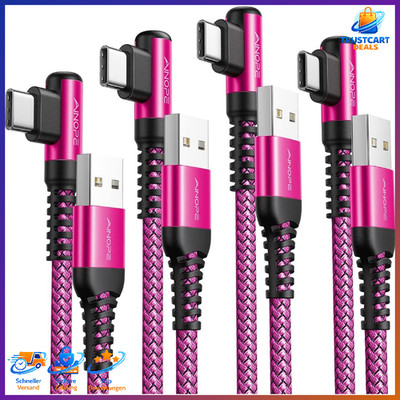 USB C Ladekabel 0,5-3m 3,1A Schnellladekabel Nylon Geflochten 4 Stück für iPad