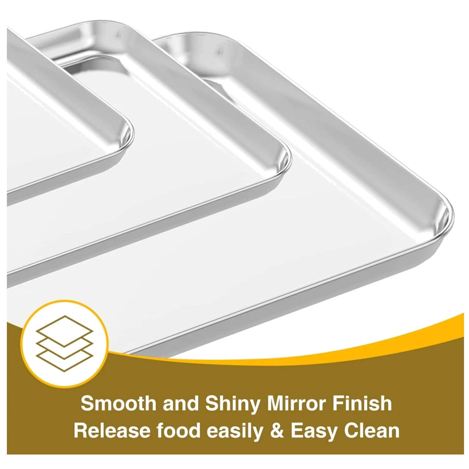 3-Pack Stainless Steel Baking Pan & Rack Set - Non Toxic