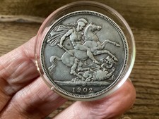 1902 Edward VII Silver Crown ?nice example /details ? Coronation Year(8881)