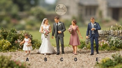 Bride Walking with Bouquet Miniature Figures 1:87 & 1:64 Scale