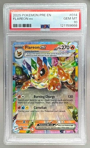 668 Flareon ex 2025 Pokemon Prize Pack Series 7 #014 Prismatic Evolutions PSA 10