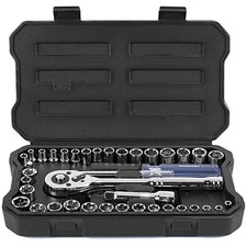 Chrome Vanadium Drive Socket Set - 39pc Metric  SAE Sockets