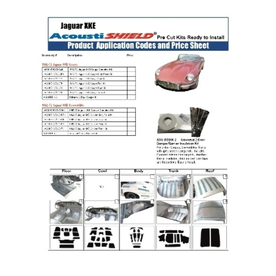 Insulation Sound Deadener Kit for 62-72 Jaguar XKE Coupe Acoustishield Complete - Image 4 of 4
