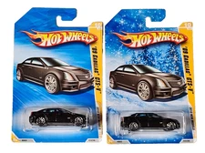 2 HOT WHEELS 09 CADILLAC CTS-V VHTF TARGET SNOW FLAKE CARD 2010 NEW MODELS  1/64