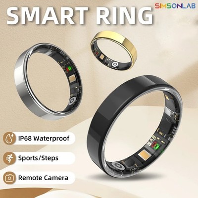 SIMSONLAB Smart Ring Bluetooth Call Heart Rate Blood Pressure 5ATM Waterproof
